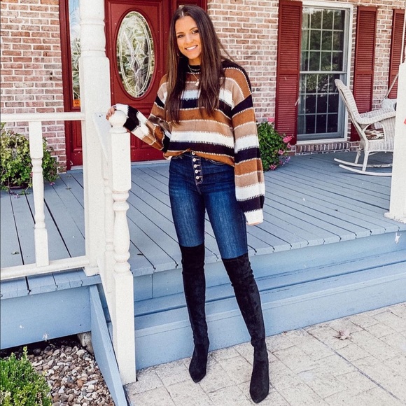 GOODNIGHT MACAROON OVER THE KNEE SUEDE BOOTS BLACK - Picture 1 of 5